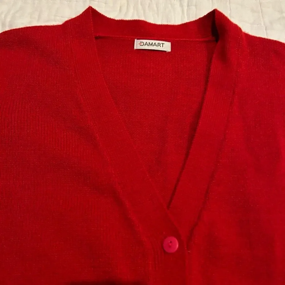 Damart Classic Cardigan in deep red excellent pre owned condition $50 Msrp Large